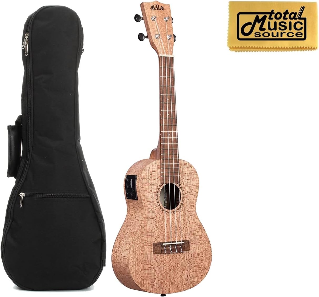 Kala Burled Meranti Concert Ukulele w/ EQ, Bag Bundle, KA-20CE