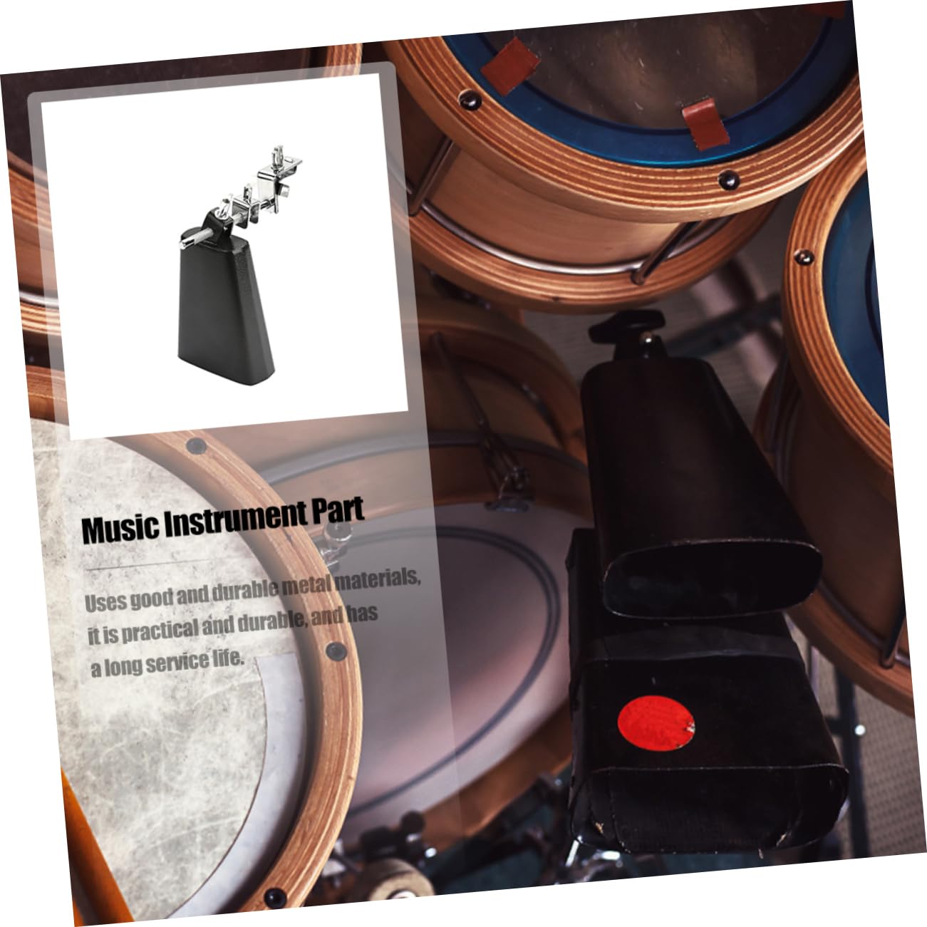 Suministro y Estructura Resistente Sonido Rico Kit de Batería Profesional de Metal Negro de Cencerros para Instrumentos de Percusión para Estudiantes y Profesionales