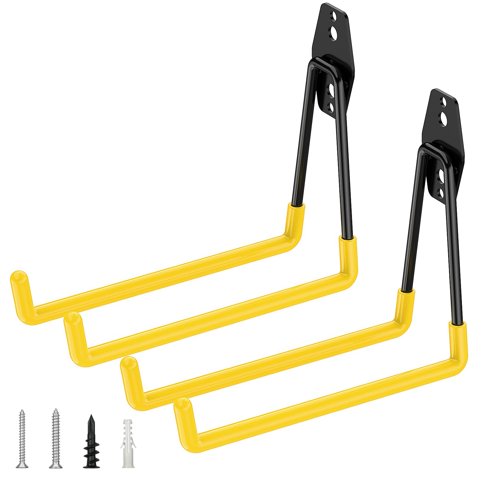 TICONN 2 Pack Heavy Duty Garage Hooks, Steel Utility Wall Storage Hooks, Wall Mount Hanger Organizer for Ladders, Bikes, Tools, Bulky Items (Large,