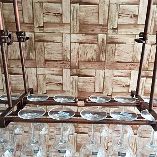 Casier à vin de 100cm rétro avec support de verres inversés suspendu en métal
