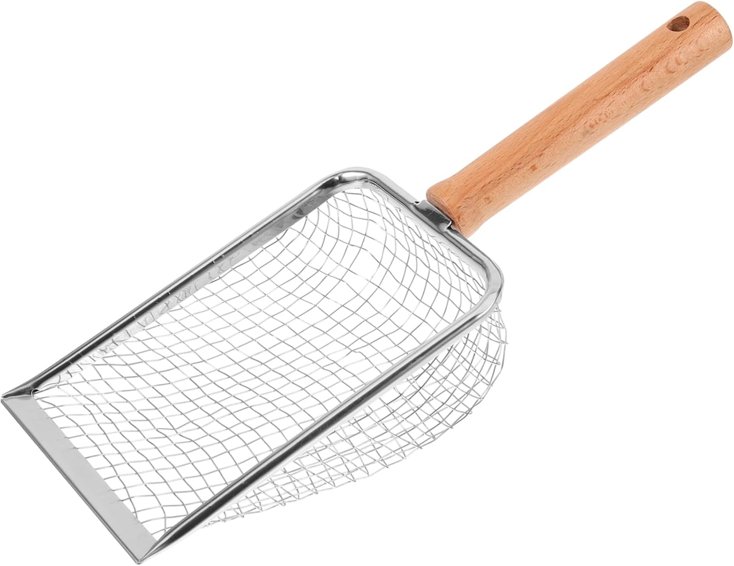 Levemolo Stainless Steel Cat Litter Scoop Wood Handle Easy- Litter Box Tool for Cat Poop Scooper