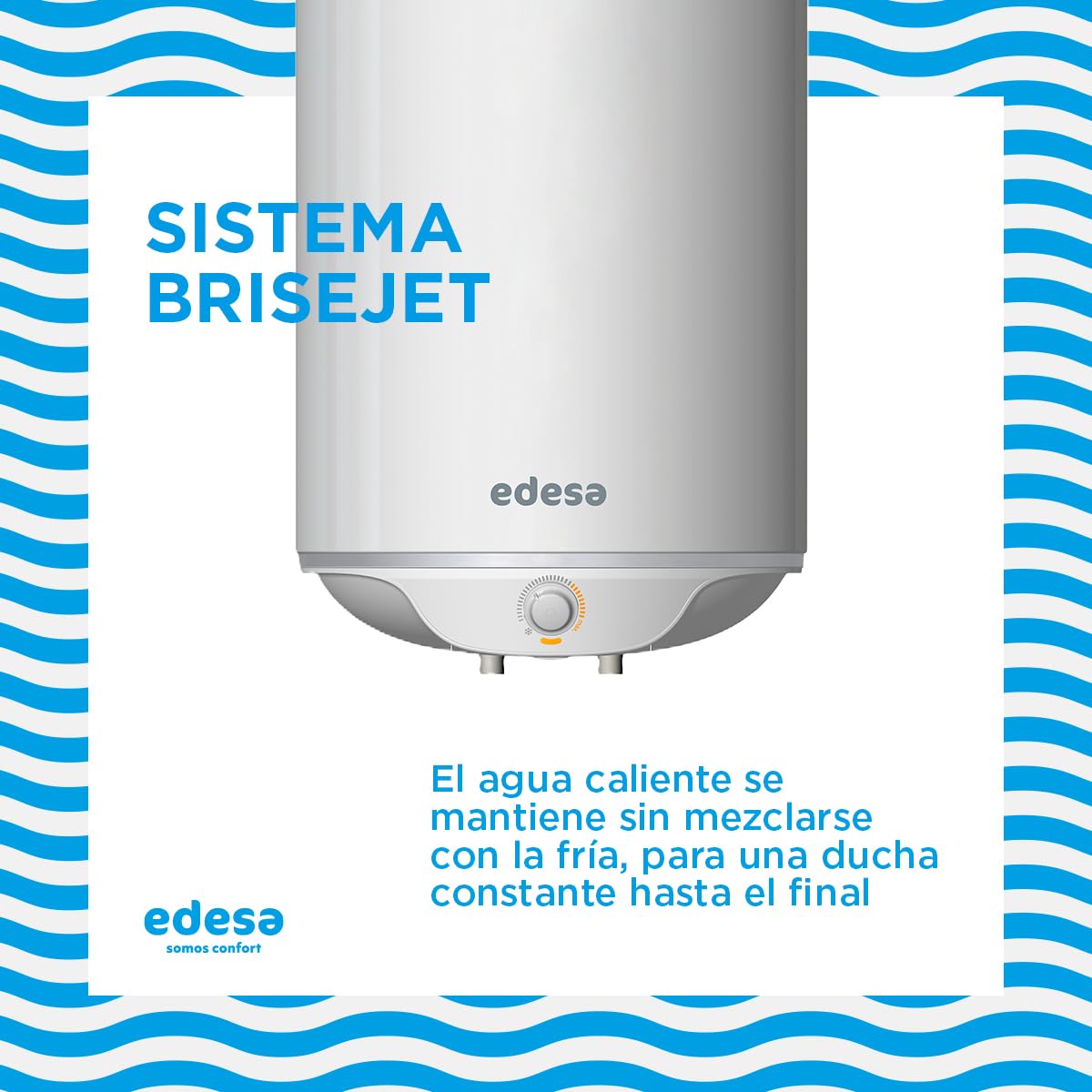 Edesa, Tre-Calentador de Agua Electrico Vertical,Termo Electrico 80 Litros, Regulación Externa+Resistencia Cerámica Envainada, 43,3x85,9x45cm-Fabricado para Instalación en España (Clase Energética C)