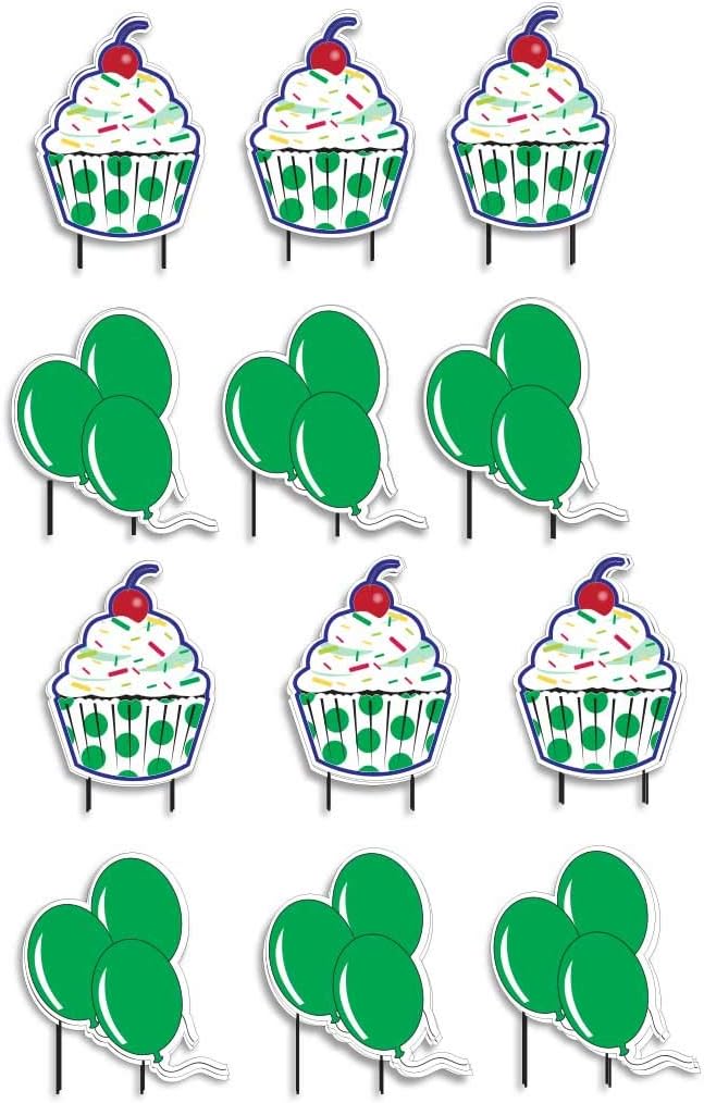 Victorystore Pathway Markers: Birthday Balloons and Birthday Cupcakes Includes 28 Stakes (Green) 12492