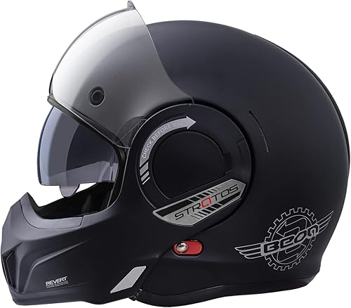 BEON Full Face Motorcycle Helmet DOT Approved, 180 Reversible Chin Guard Modular Pilot Helmet with Anti-Fog Dual Visors and Bluetooth Headset Slots