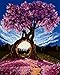 Produktbild CaptainCrafts New Malen nach Zahlen 16x20 für Erwachsene, Kinder Leinwand - Millennium Liebe, Lila exotische Bäume Blauer Himmel (Frameless)