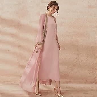 PolyJolly Embroidery Jalabiya Chiffon Abaya Dress for Women Dubai Sadui Muslim Eid Clothes