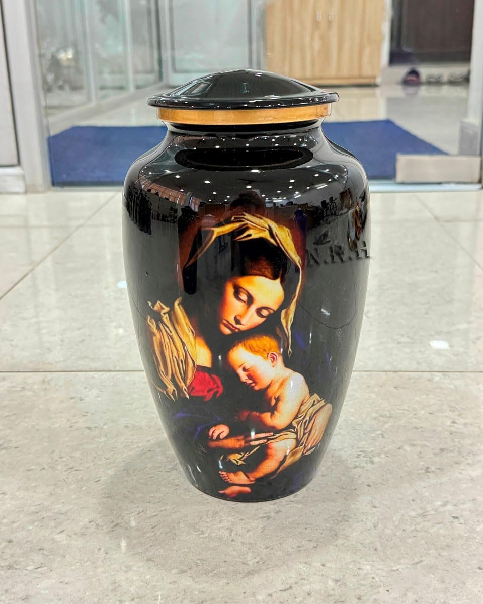 Mary with Baby Jesus Christ Urn - Large Funeral Urns for Human Ashes Adult Female/Male - Decorative Urns for Ashes Adult - Cremation Urns for up to 200 lbs