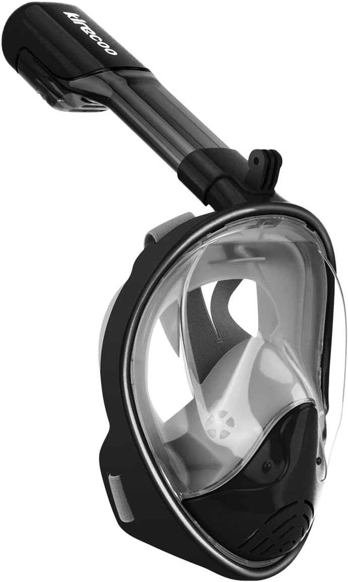 180° Full Face Snorkel Mask Anti-Fog Anti-Leak Panoramic Large View with Go Pro Mount for Adults Youth Kids