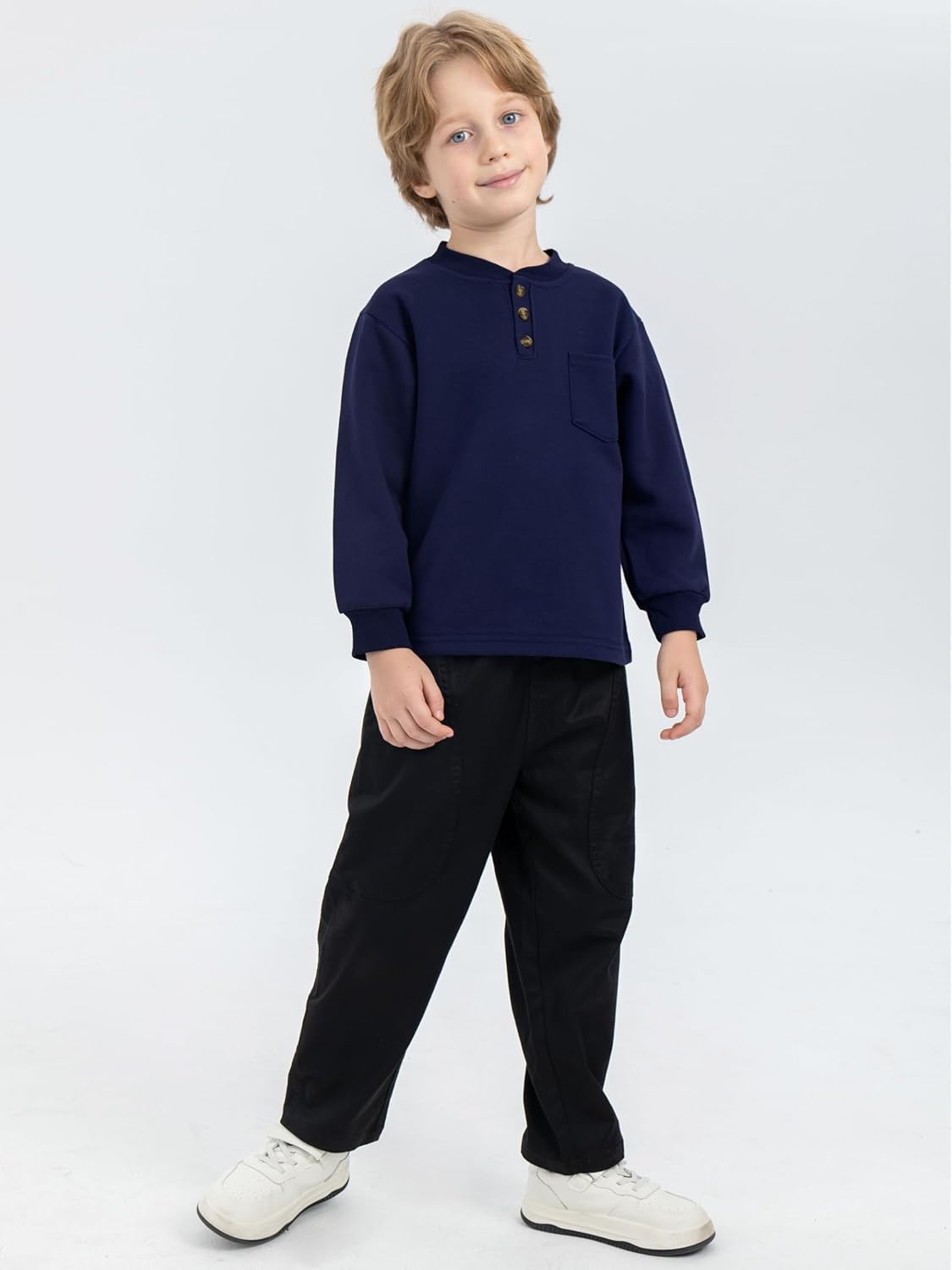 Cooraby 4 Packs Toddler Long Sleeve Shirt Boy Striped Tee Shirt with Pocket Soft Cotton T-Shirt - Image 3