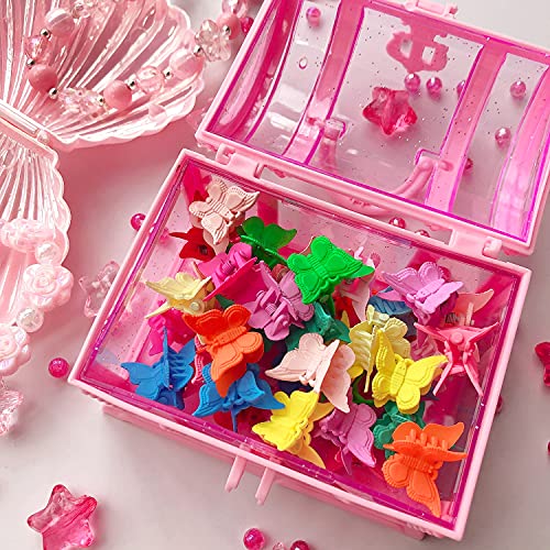 Elemirsa 80 Pieces Butterfly Hair Clips Flower Hair Clips Mini Claw Clip Jaw Clips With Toy Treasure Box For Baby Girls Kids Toddlers Dress Up Butterfly Hair Clips #TOP4
