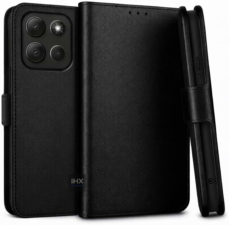 Capa Carteira Couro Premium para Motorola Moto G56 – Anti-Impacto, Fechamento Magnético, Suporte, Slots para Cartão – Case Book Luxo (PRETO)