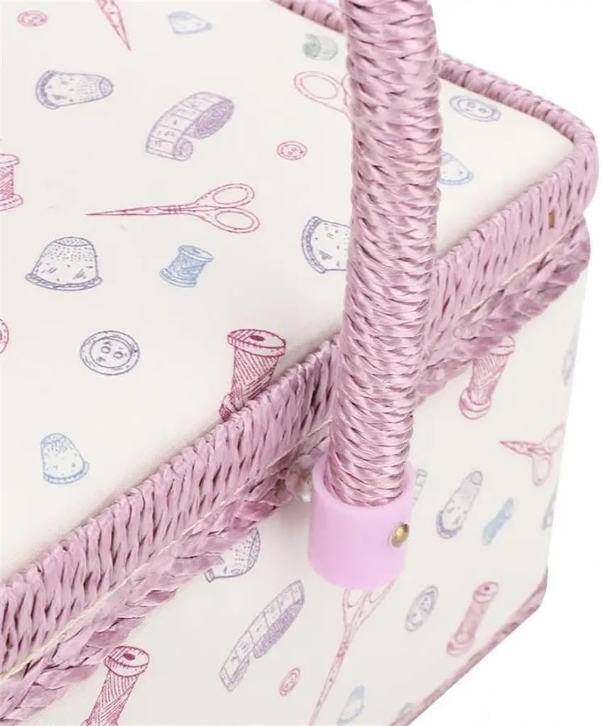Sewing Basket Retro Home Cloth Art Line Craft Needle Collection Box Storage