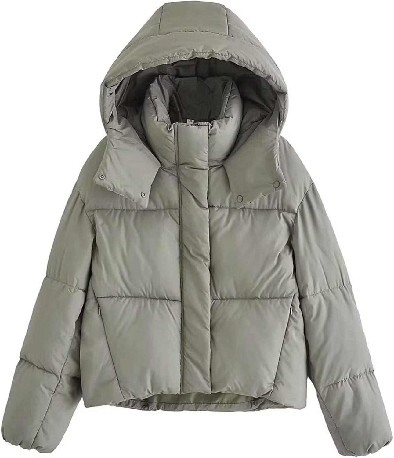 Flygo Women's Cropped Puffer Hooded Jacket Winter Lightweight Warm Coats Outerwear