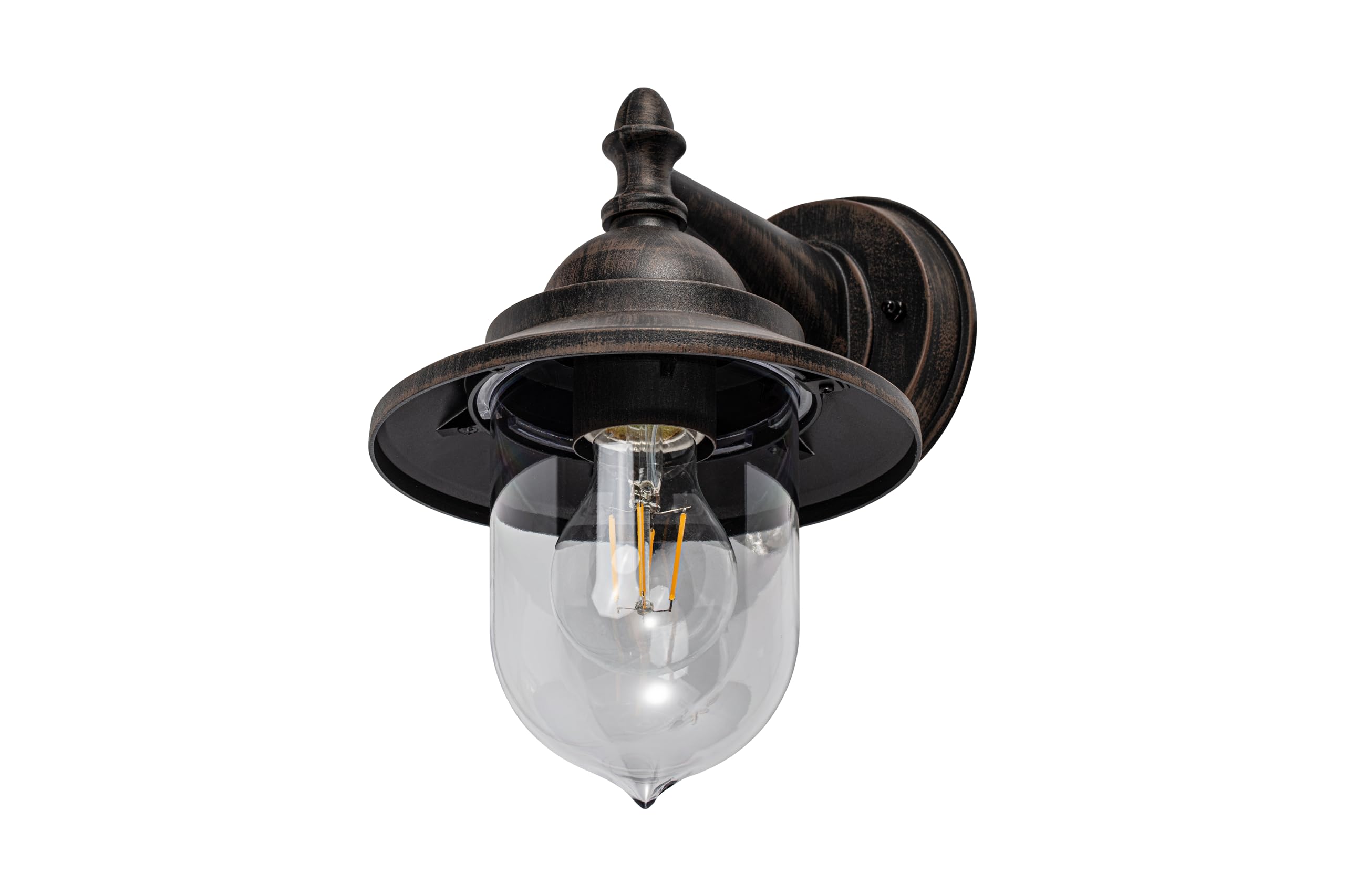 CGC Lighting applique da esterno Lanterna decorativa da giardino con vite standard E27, per portico (Bronzo antico)