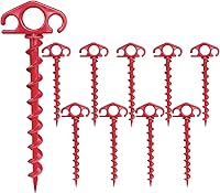 Vista 7 de Estacas de Anclaje para Tienda de Campaña Atornillables, Paquete de 6 Estacas de Arena para Playa de 9.4 Pulgadas, Clavijas Espirales Resistentes