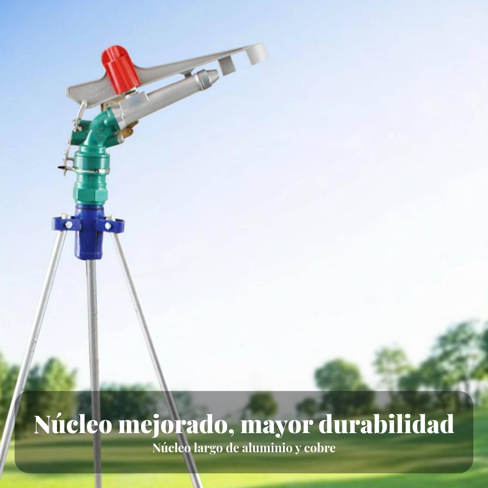 perfk Irrigatore da Giardino Irrigazione Spruzzatore Rotante Testina Sprinkler Getto Regolabile Corpo in Lega Alluminio Rame Durevole Copertura Ampia Adatto, Rame 2.5inch 50