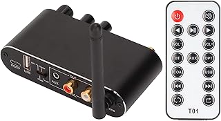 Conversor de áudio digital para analógico Bluetooth, adaptador de conversor de áudio coaxial óptico digital DAC para RCA analógico com conector de 3,5 mm, cabo de fibra e coaxial, suporta comutação de