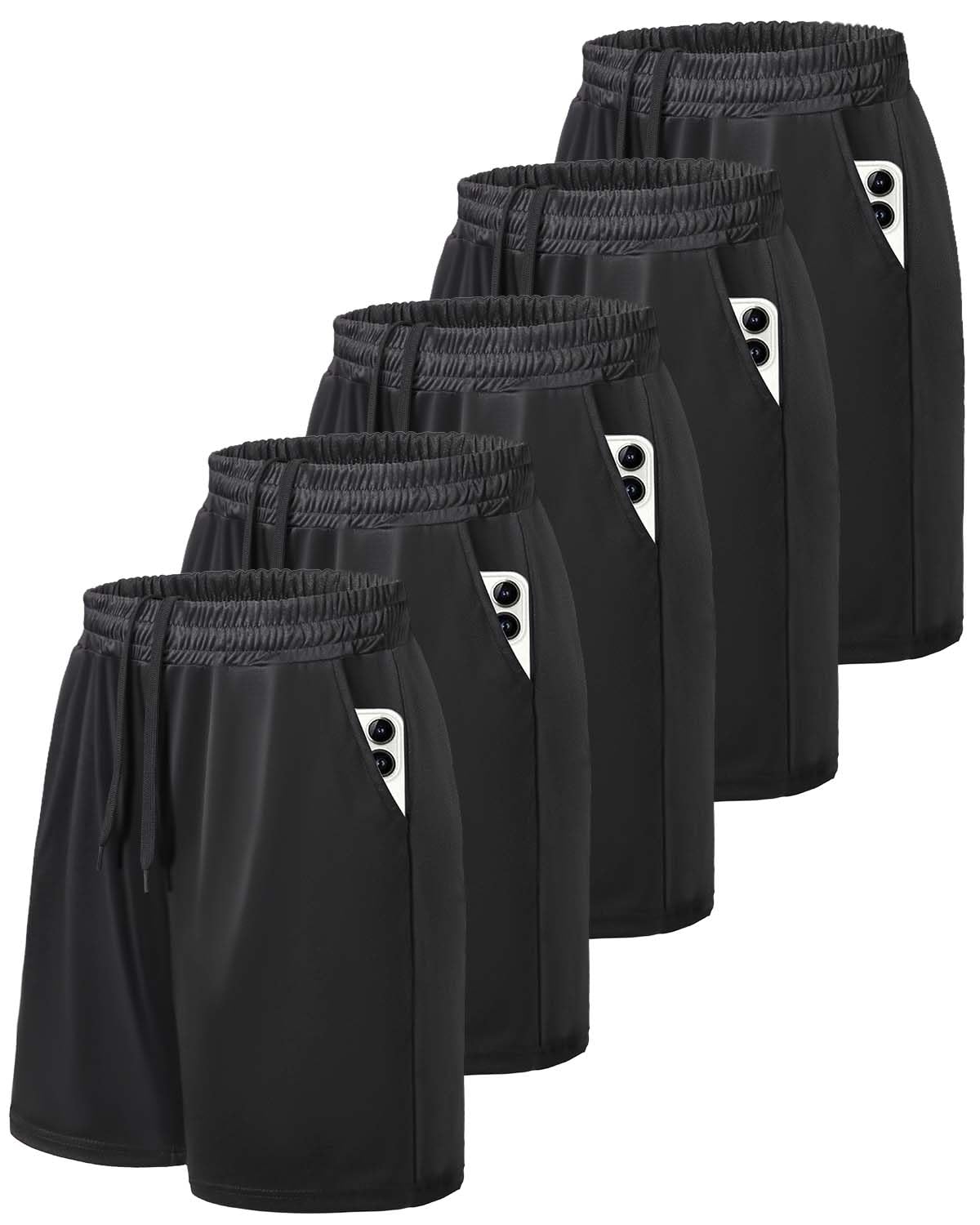 Celfaeree 5er Pack Sporthose Herren Kurz Hose Laufhose Kurze mit Tasche Sommer Schnell Trocken Sport Shorts Jogginghose für Gym Basketball Running