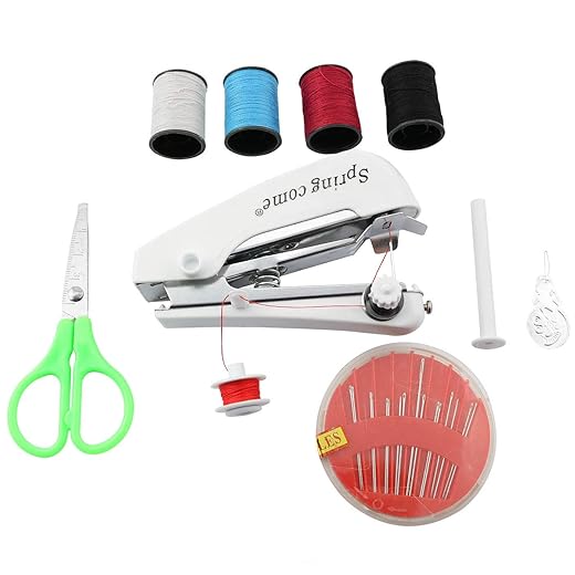 Ruiwaer Portable Manual Sewing Machine Set 25x15.5x3.5cm Hand Sewing Machine for Clothing, Silk, Hem, Curtain, Fabric