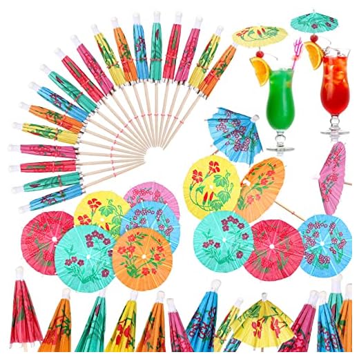 Boao 288 Pieces Cocktail Umbrella Picks Drink Picks Cocktail Parasols Assorted Umbrella Parasol Paper Cupcake Toppers for Party Favours Party Supplies