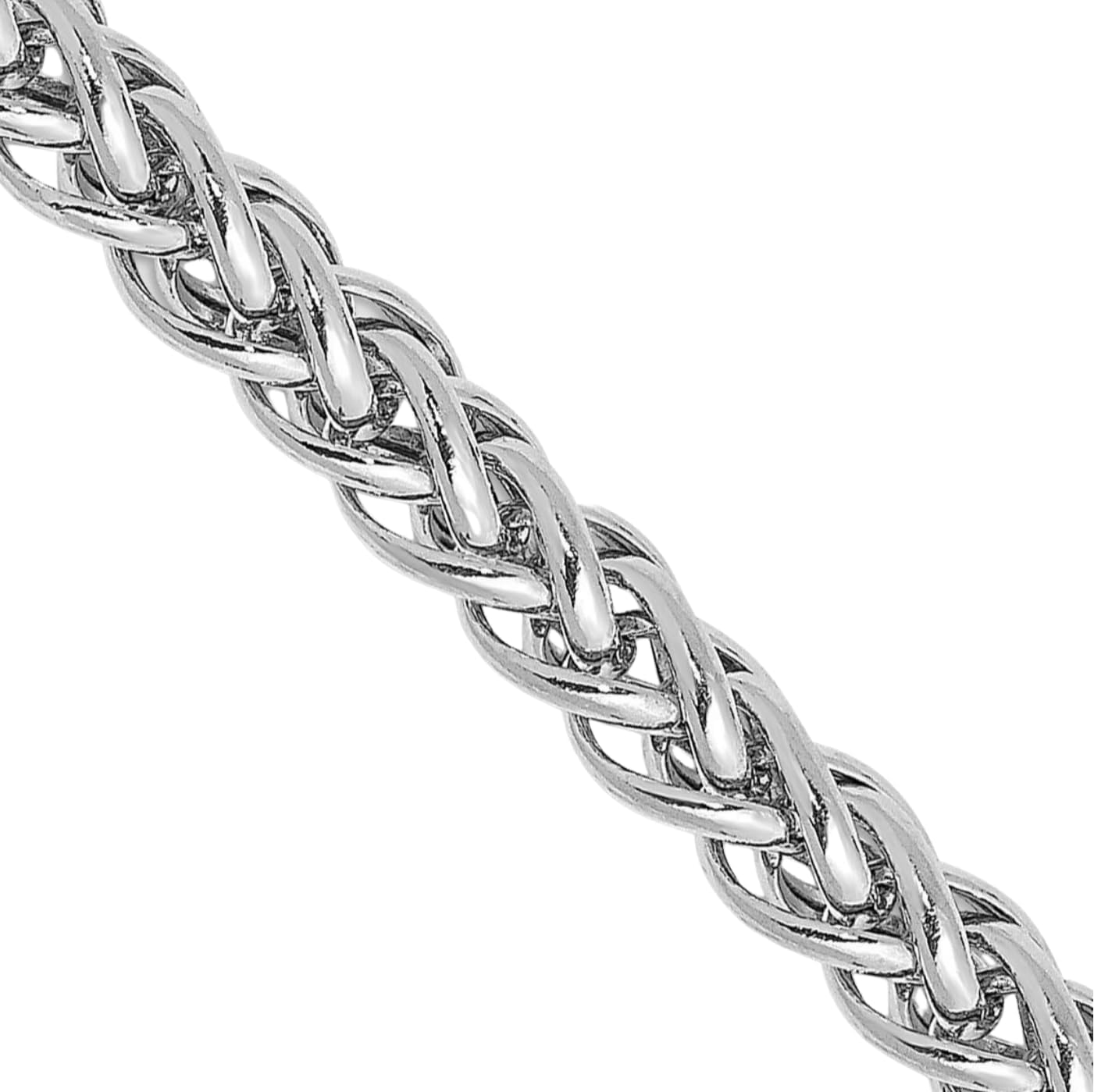 IceCarats 14K White Gold 4.3mm Thick Spiga Wheat Chain Necklace, Polished