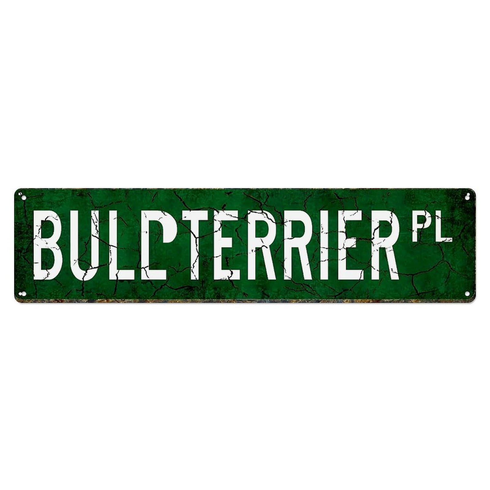 Bulldog Pattern Print Green Background White Text Retro Metal Tin Sign, Vintage Decor Art Poster for Bar, Home, Man Cave, Kitchen, Laundry Room Gift 4x16Inch