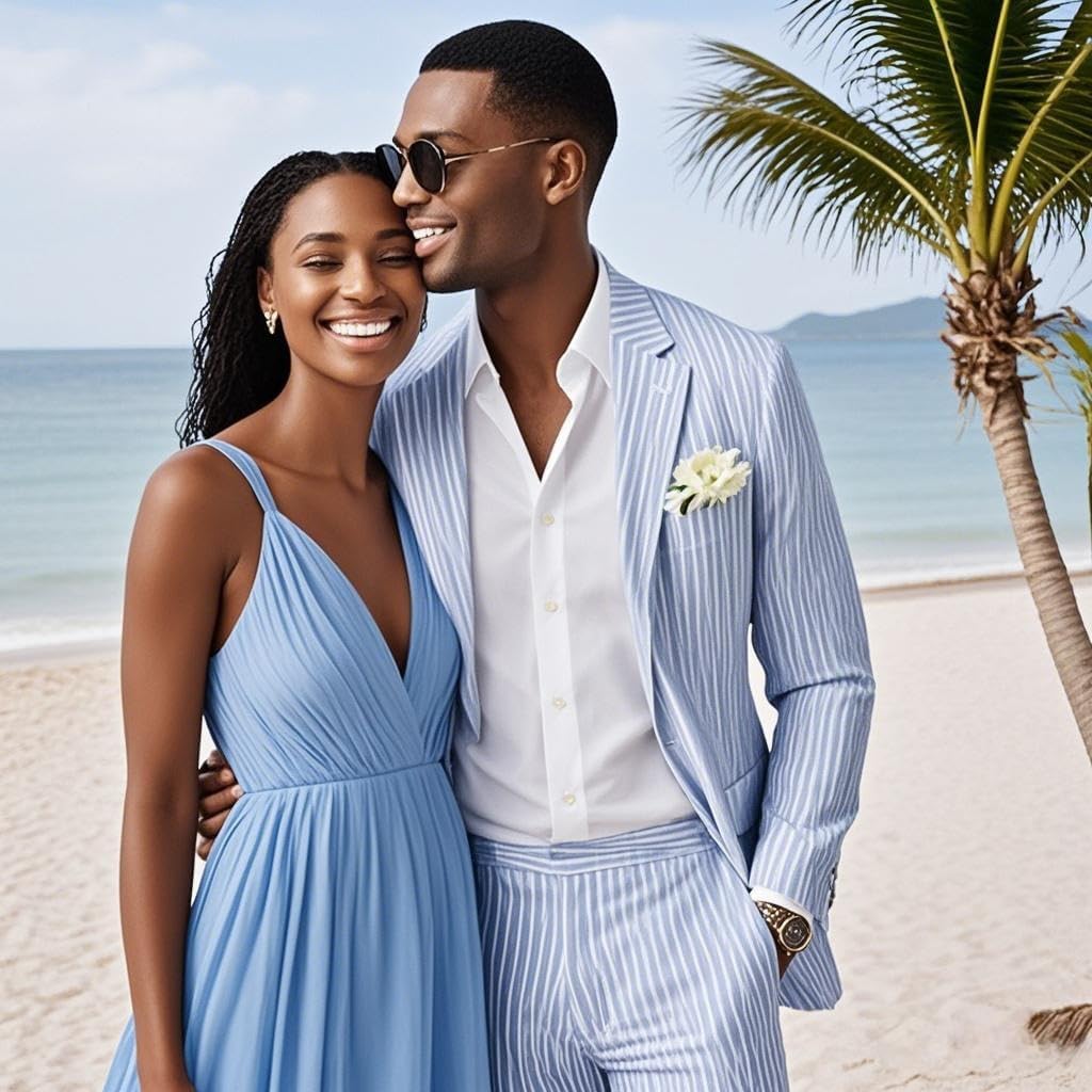 Men's Summer Seersucker Suits Tuxedos 2-Piece Big and Tall Suits Wedding Stylish Comfortable