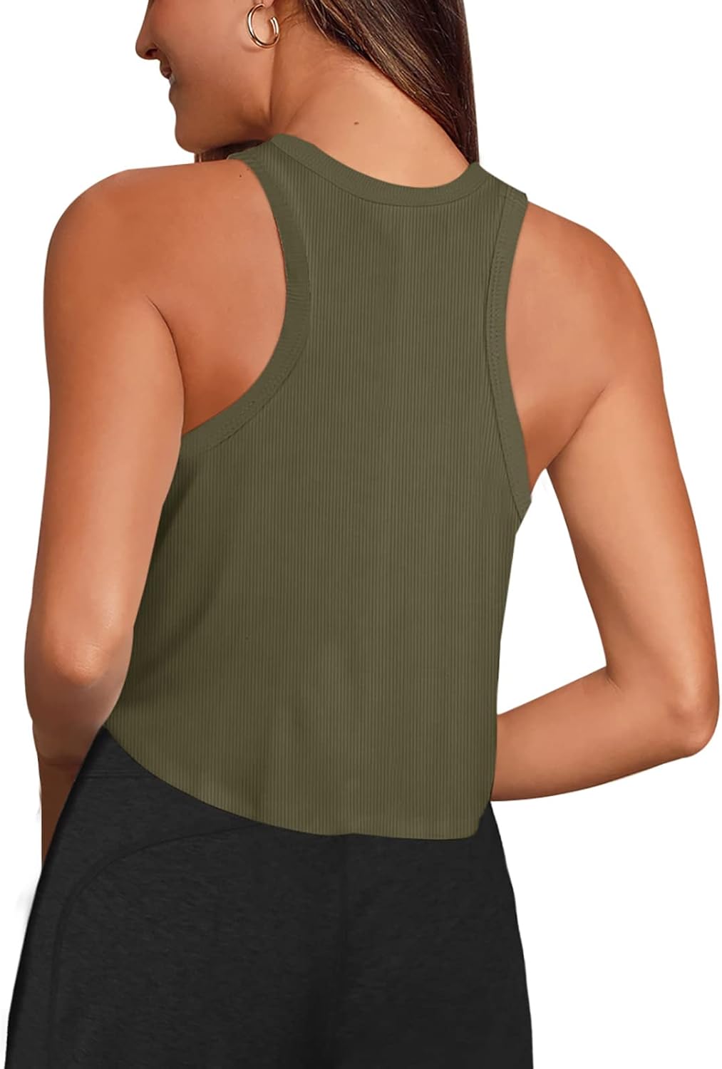 LASLULU Womens Crop Tops Sleeveless Workout Tops Halter Neck Flowy Athletic Shirts Cropped Tank Muscle Tank - Image 3