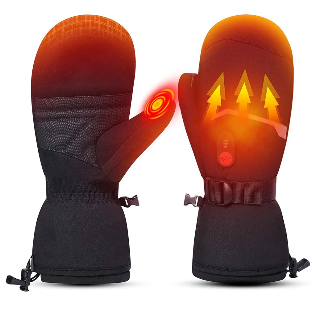 CHEWYNP Guanti da Sci Riscaldati, Guanti da Uomo Donna Bambini Guanti da Batteria Ricaricabili Elettrici per Sci Invernale Pattinaggio Neve Campeggio Guanti Scaldamani per Artrite,7.4V 220