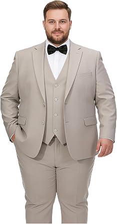 Mens Big & Tall 3-Piece Notch Collar Suit Tuxedo Blazer Vest Pants