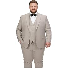 Mens Suit Big and Tall 3 Pieces Notch Collar Flap Pockets Tuxedo Blazer Vest Pants Plus Size Prom Business Wedding