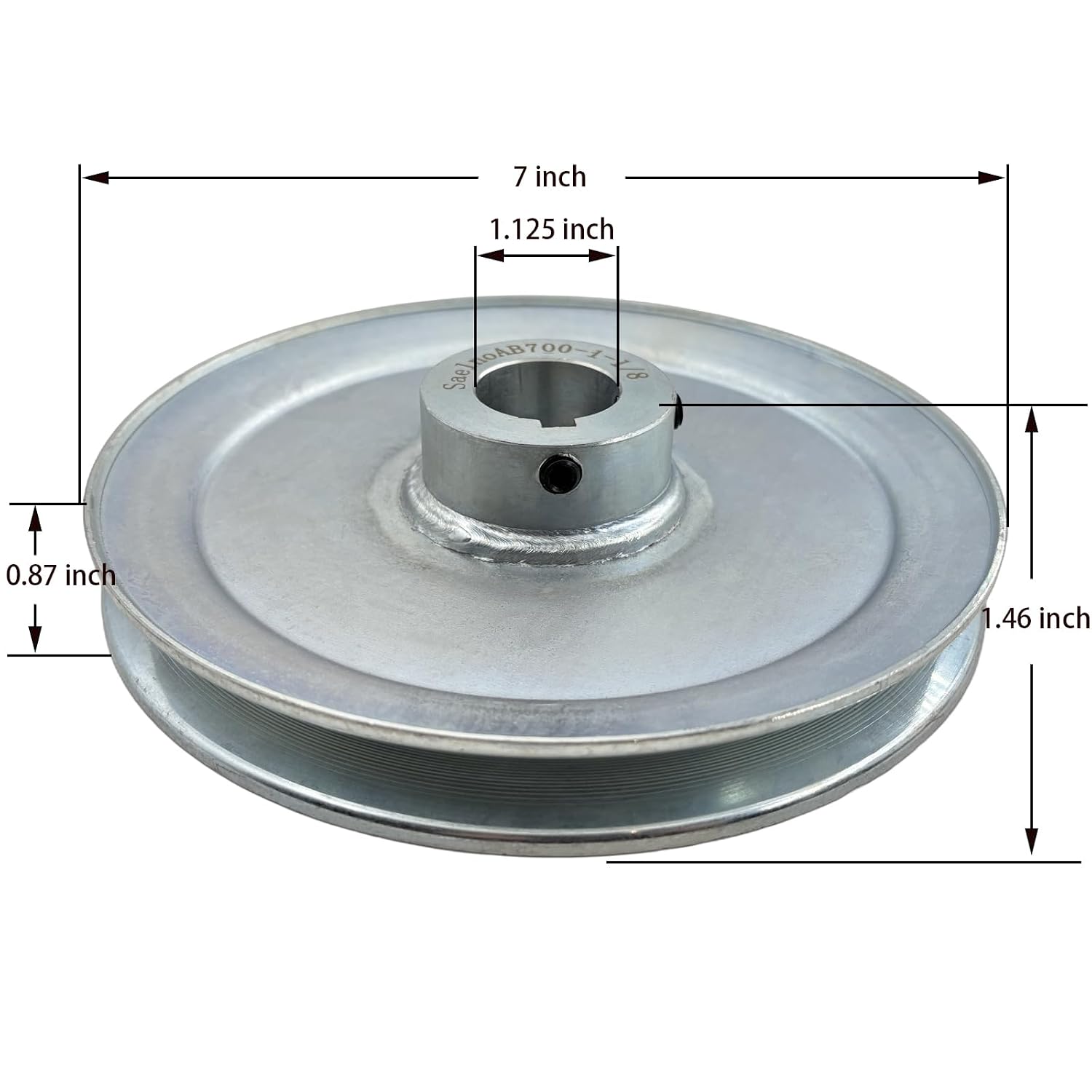 AB700-1-1/8 Single Groove Web Sheaves,7" OD 1 1/8 inch bore v Belt Pulley,Motor Pulley Carbon Steel for A B 5L 4L V-Belts