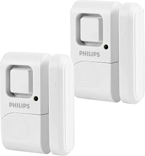 Philips Personal Security Window and Door Alarm, 2 Pack, DIY Protection, Burglar Alert, Wireless, Chime/Alarm, Easy Installation, Ideal for Home, Garage, Apartment, RV and More, LRM3420W/27