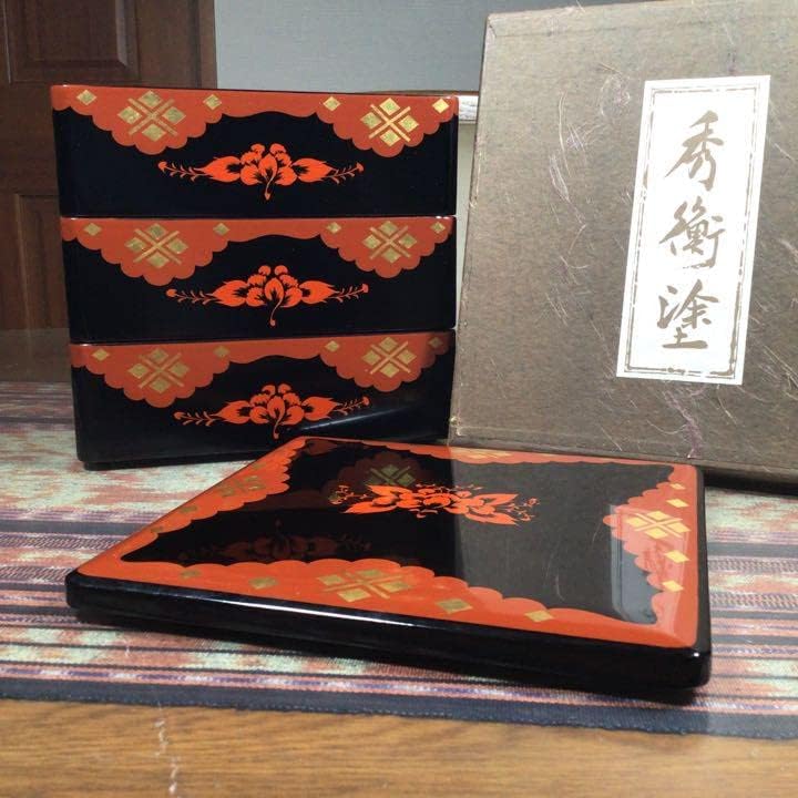 秀衡塗 丸三漆器 牡丹重 6.5寸 重箱秀衡塗 丸三漆器 『牡丹重』 6.5