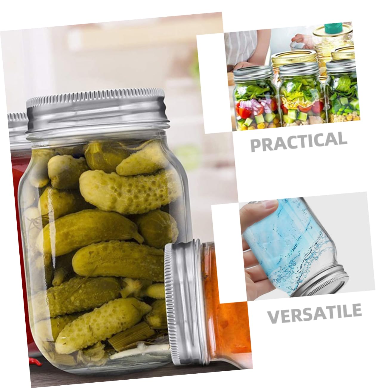 MAGICLULU Contenitori Ermetici per Alimenti in Vetro 6 Pezzi da 500ml con Coperchio Riutilizzabili e Versatili per Casa e Ristorante Barattoli Bocca Larga
