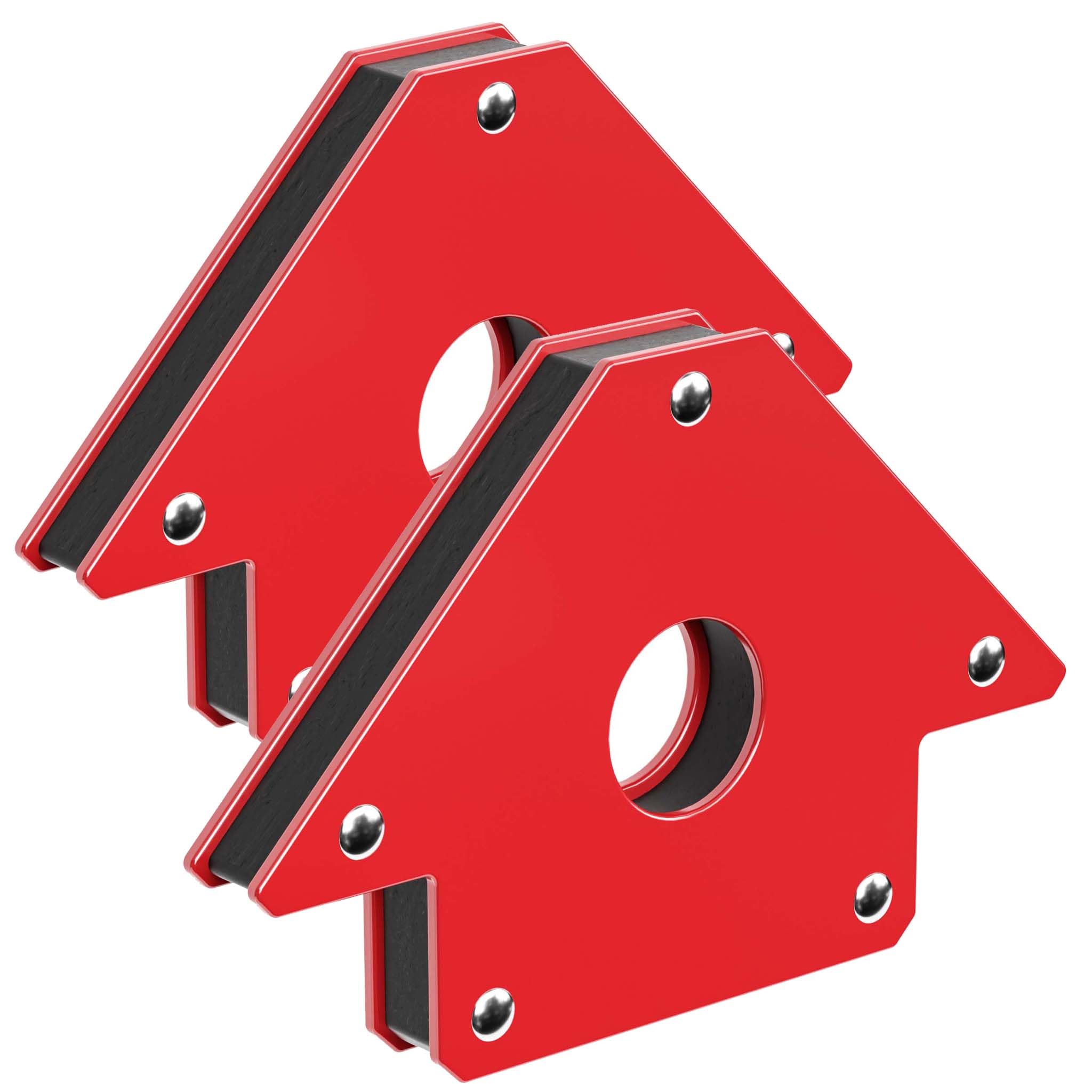 Wiltec Set de 2 escuadras magnéticas para soldar 11 kg de sujeción 120 x 80 x 15 mm imán de soldadura en ángulos de 45°, 90° y 135° ligeras y compactas