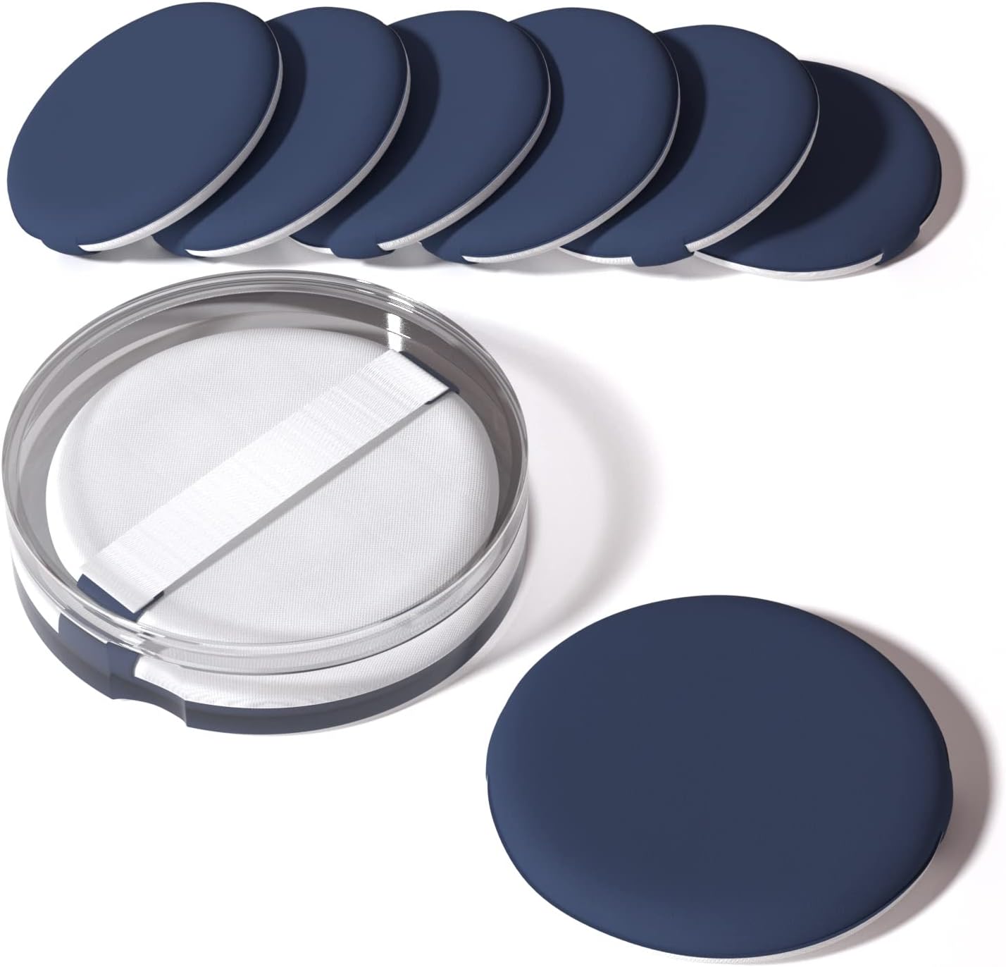 8Pcs Air Cushion Makeup Sponges for Foundation with Portable Box | Latex-Free Blending Sponge for Liquid, Cream, Foundation and Powder | Round Powder Puff | Blue