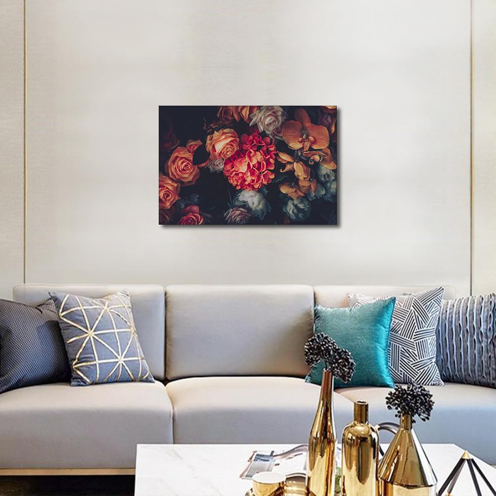 TISHIRON Bathroom Wall Art Decor,Luxury Bouquet Wall art,Canvas Wall Art Flowers Floral Painting Prints for Bedroom Living Room Waterproof Wood Framed Ready to Hang 16x24in - Image 3