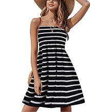 Tube Dresses for Women Beach Bohemian Smocked Sun Dresses Women Summer Sexy Stripe Black S