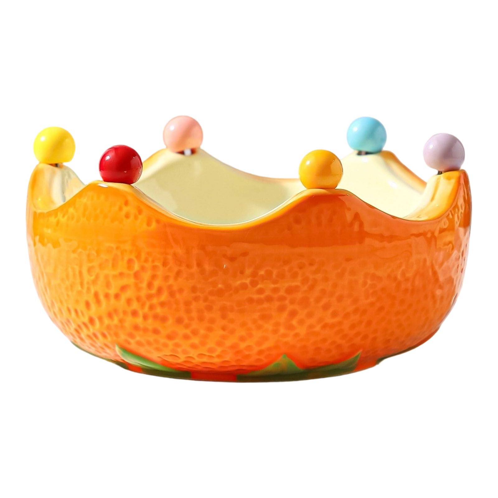 APGLSXY Ceramic Bowl with 6 Forks, Citrus Shaped Ceramic Serving Tray, for Parties Dining Kitchen Dessert Plate and Fork Combo