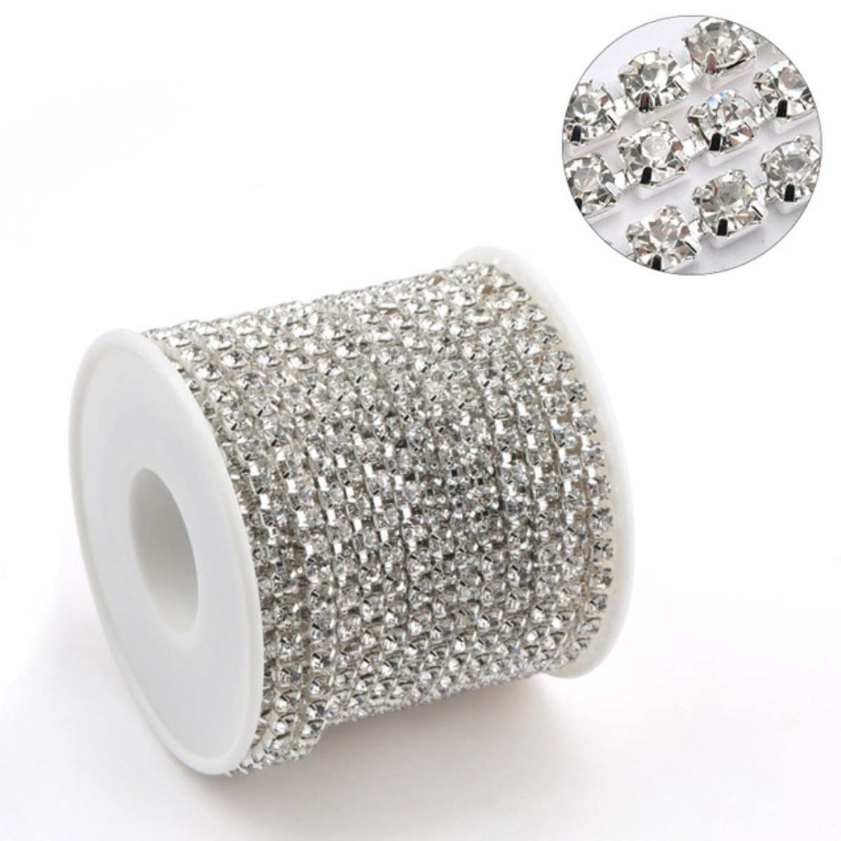 Chaîne de strass en cristal au mètre pour couture et customisation de vêtement, rouleau de 10m