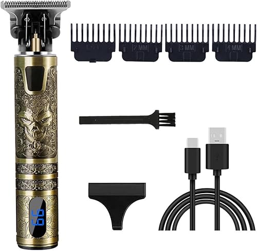 Miniatura 11 de Cortadora de pelo profesional para hombres y mujeres, inalámbrica, recargable, recortadora de pelo, kit de aseo de corte de cuerpo de metal, Cabeza