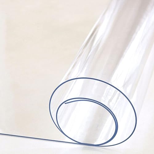 Miniatura 1 de Cubierta de mesa de plástico PVC, protector de mesa transparente de 0.079 in de grosor, protector de mesa impermeable para comedor, hoja de plástico