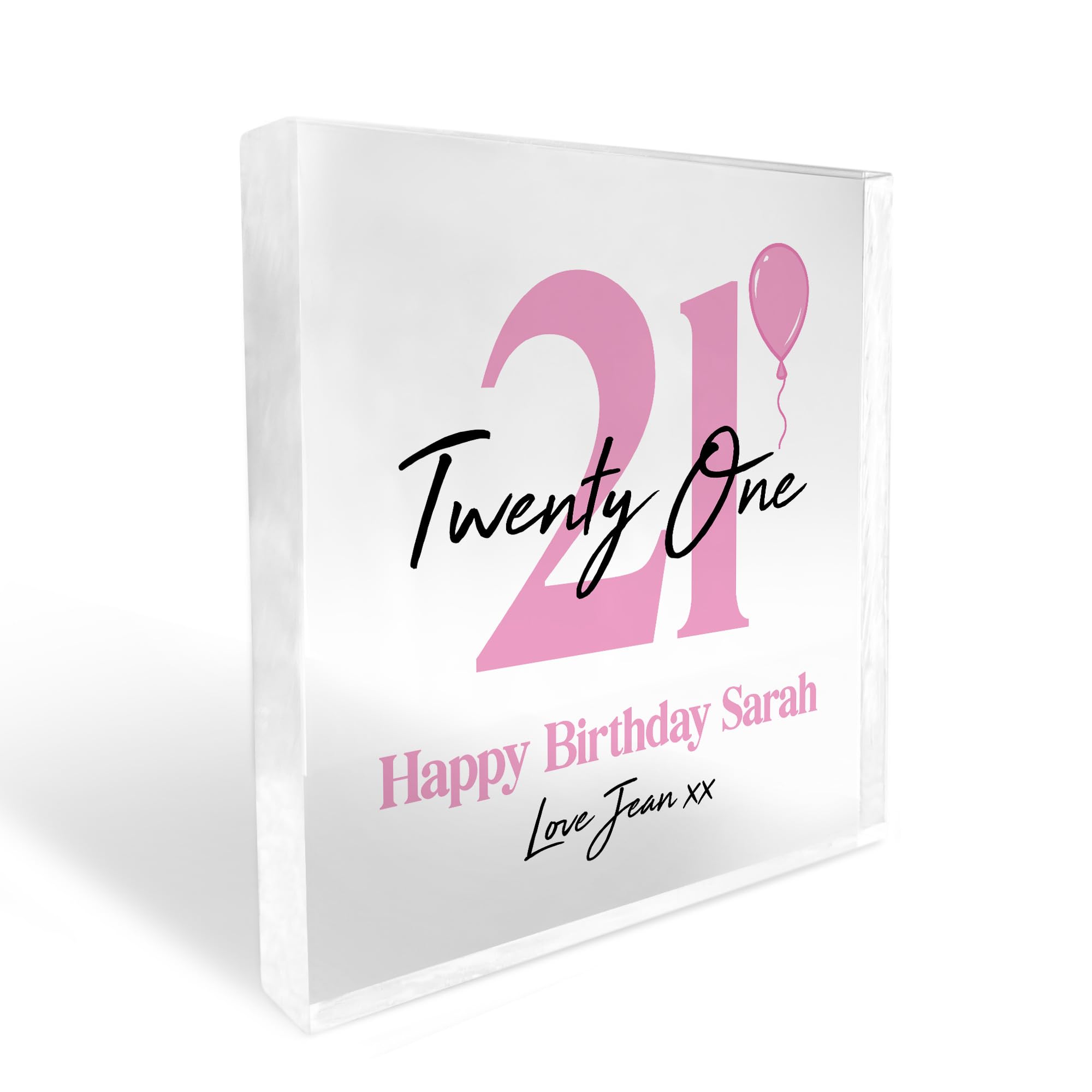 Red Ocean PERSONALISED 21st Birthday Gifts For Daughter Sister Best Friend Clear Block 21st Birthday Gifts For Women Girls