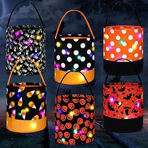 Amazon.com: Teling 6 Pcs Halloween Trick or Treat Bucket Light up ...