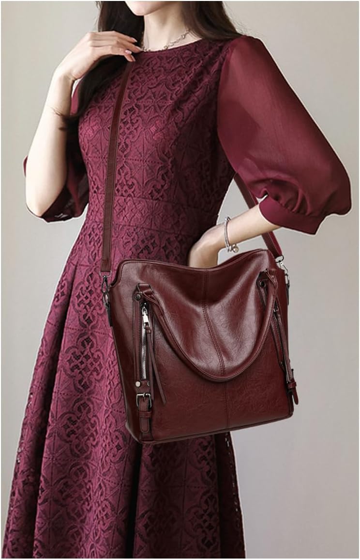 2E-youth Purses for Women Large Tote Women's Handbag Set Faux Leather Hobo Crossbody Bag 4pcs