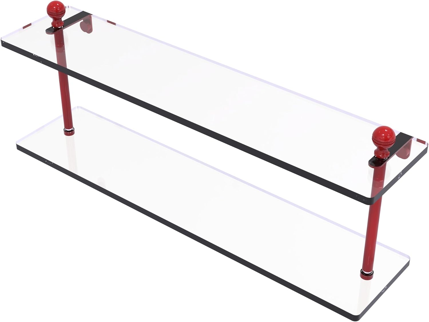 Allied Brass MA-2/16-PB Mambo Collection 16 Inch Two Tiered Glass Shelf, Polished Brass