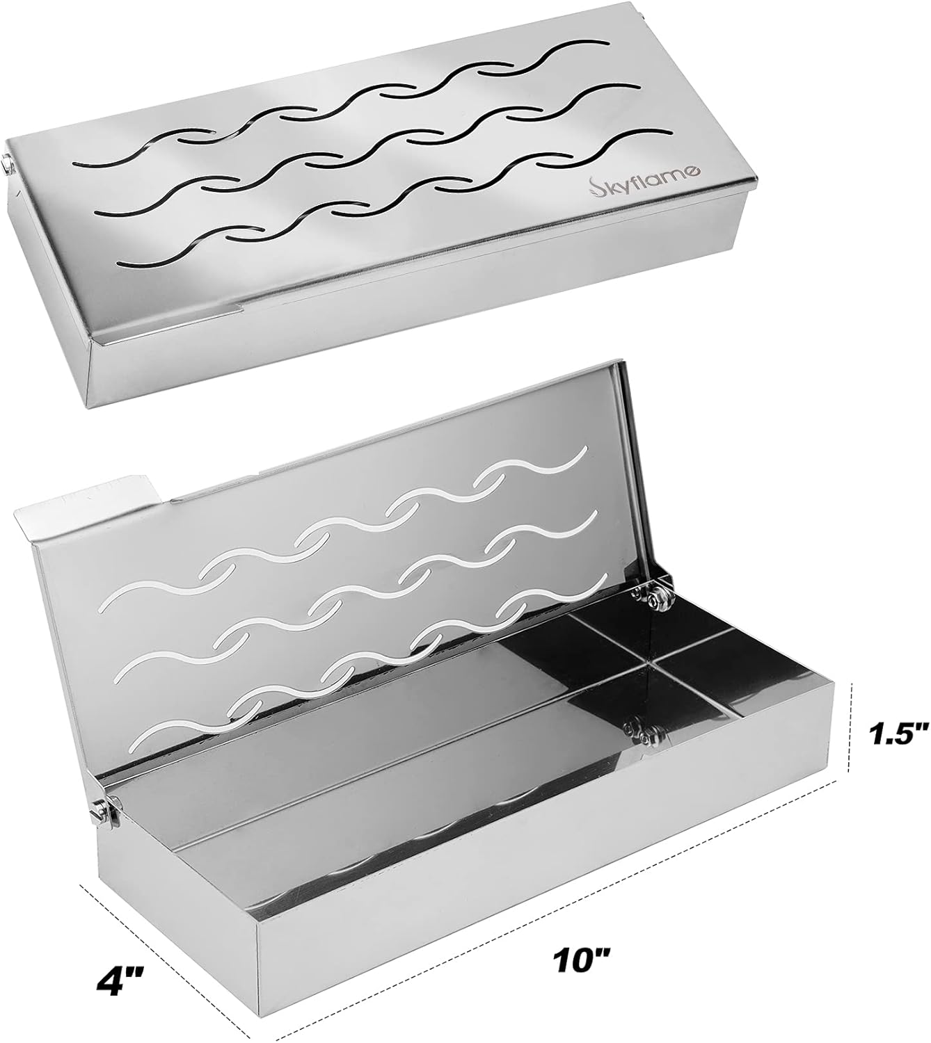 Skyflame Stainless Steel Wood Chip BBQ Smoker Box with Hinged Lid for Charcoal & Propane Gas Grill : Patio, Lawn & Garden