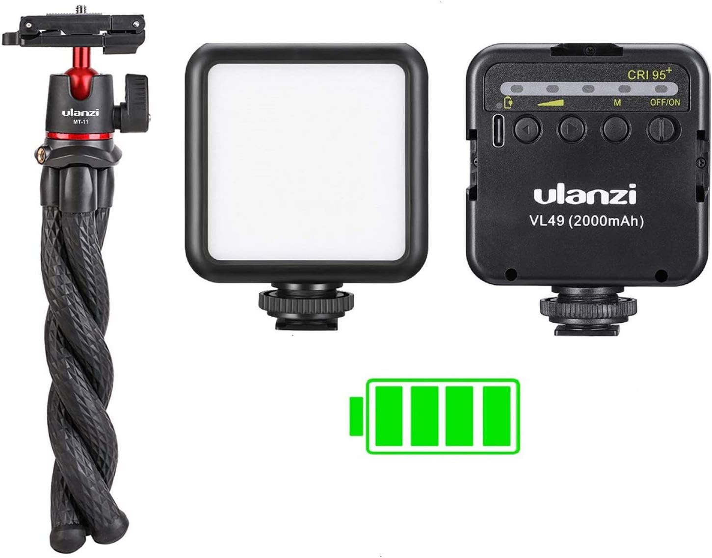 ULANZI Mini Flexible Camera Tripod Bundle with VL49 2000mAh LED Video Light