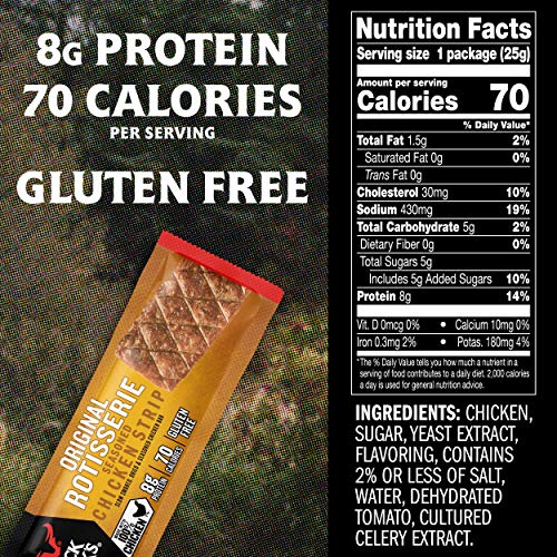 Jack Link's Meat Bars, Rotisserie Chicken, 12 Count - 8G Of Protein And 70 Calories Per Protein Bar, Made With Premium Chicken, No Added Msg - Keto Friendly And Gluten Free Snacks #TOP5